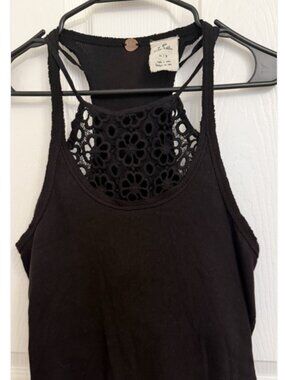 Free People Black Halter Cute Floral Cut Out Size XS
